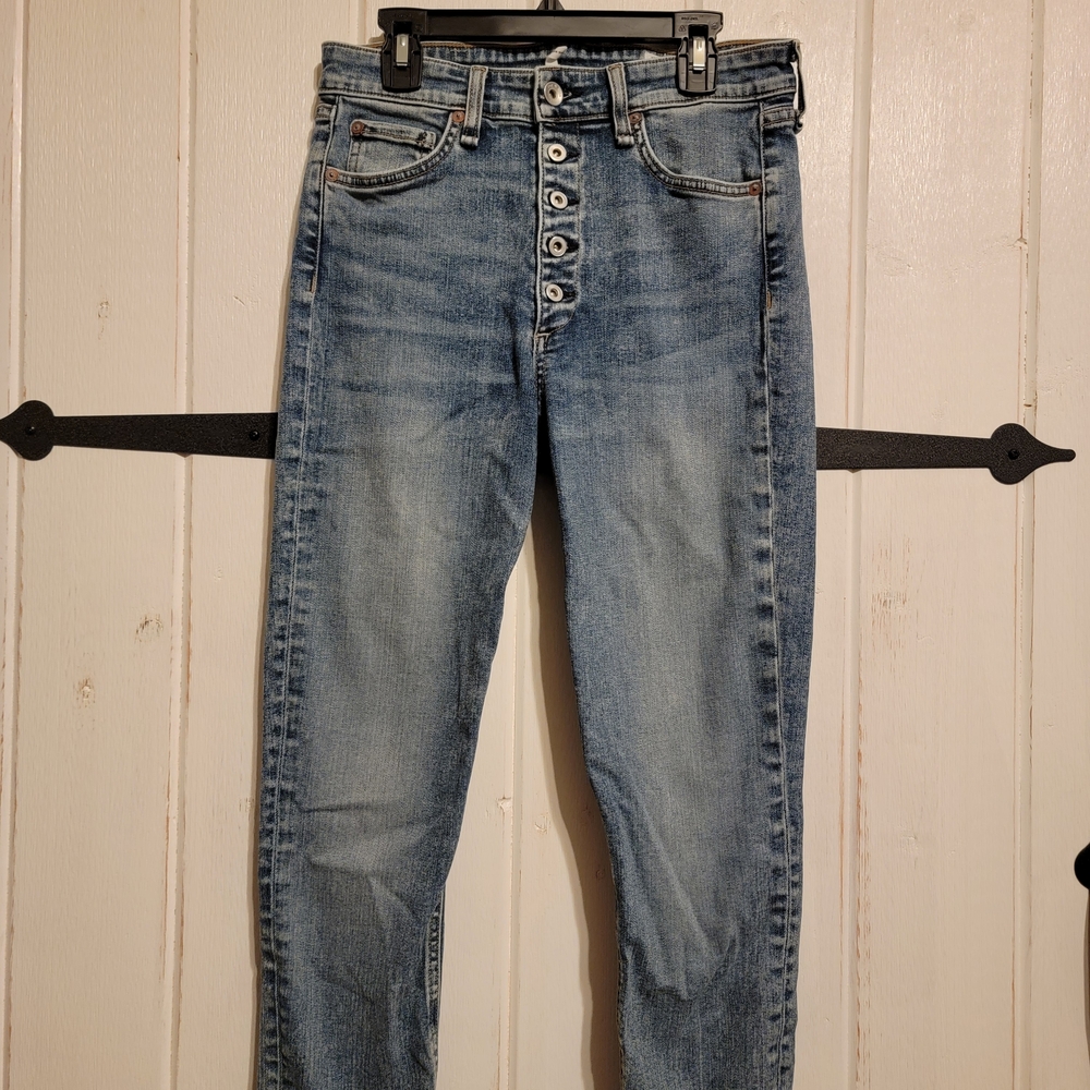 Rag & Bone Womens Jeans Classic Blue Button Fly Nina High Rise Skinny Size 27